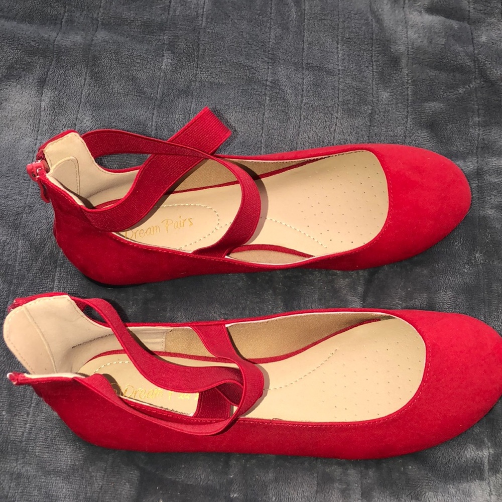 Beautiful red flats with zipper on heel!